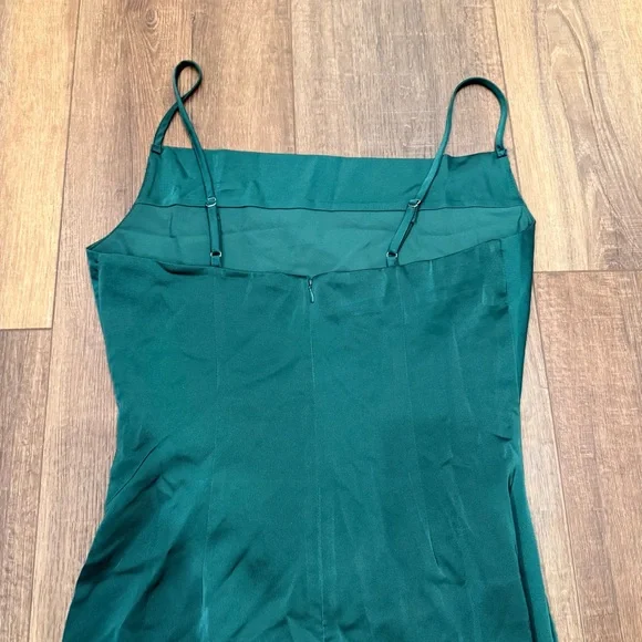 Lulus Hollywood Forest Green Satin Midi Dress Women's Size medium - Picture 11 of 15